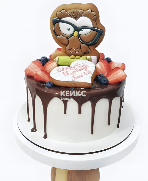 Торт на последний звонок с совой Фото