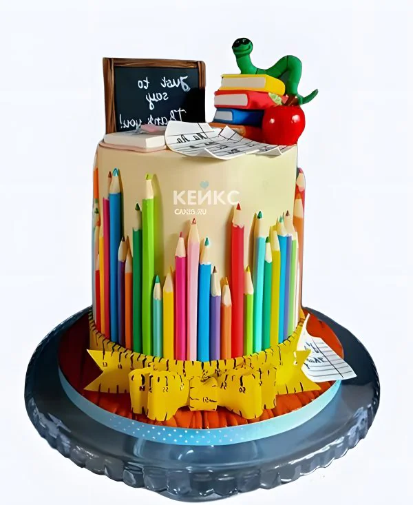 Торт на выпускной в 4 класс со школьными принадлежностями Торт на выпускной в 4 класс со школьными принадлежностями Фото