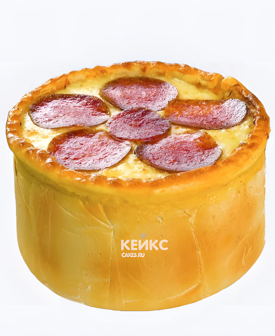 Торт пицца с колбасой из мастики Торт пицца с колбасой из мастики Фото