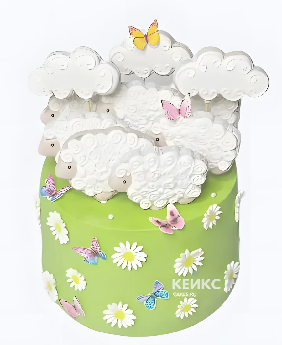 Торт полянка с овечками Торт полянка с овечками Фото