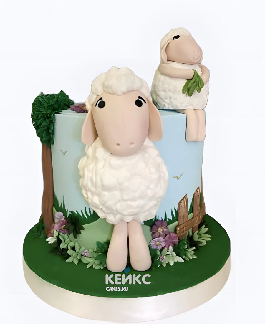 Торт с фигурками овечек Торт с фигурками овечек Фото