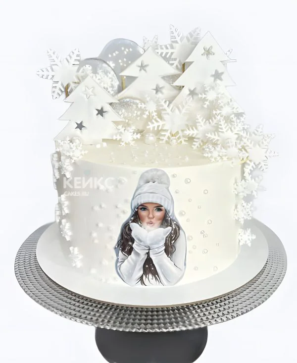 Торт с фотопечатью снегурочки Торт с фотопечатью снегурочки Фото