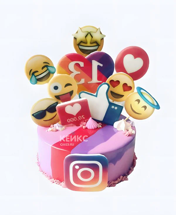 Торт с инстаграм и цифрой Торт с инстаграм и цифрой Фото