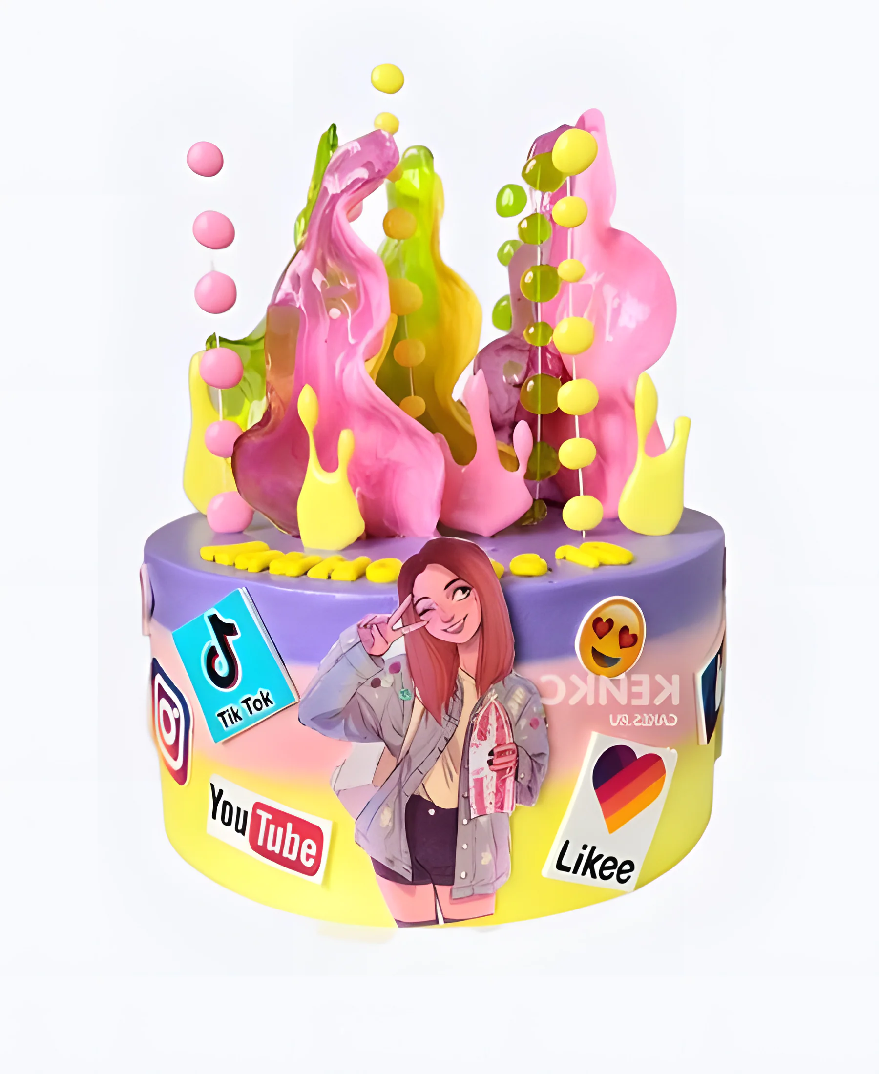 Торт с лайками и глазурью Фото