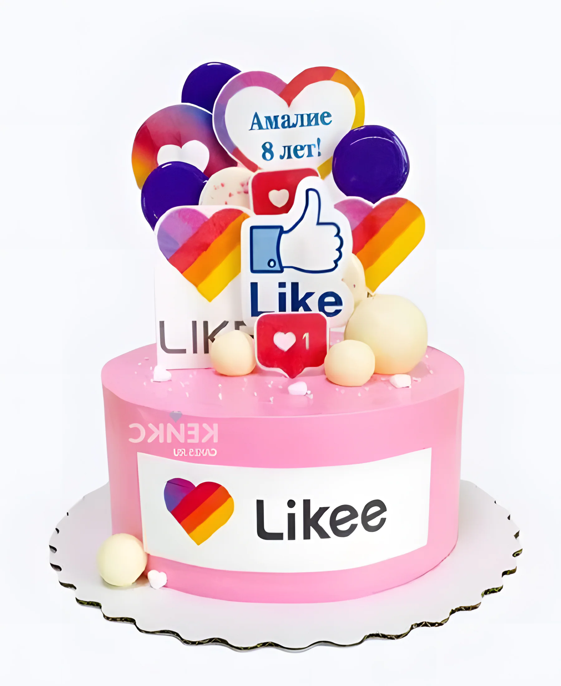 Торт с лайками и поздравительной надписью Фото