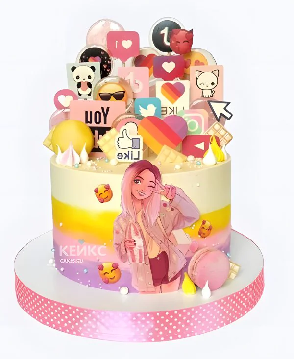 Торт с лайками и смайликами Торт с лайками и смайликами Фото