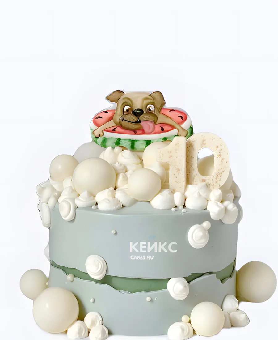 Торт с мопсом и арбузом Торт с мопсом и арбузом Фото