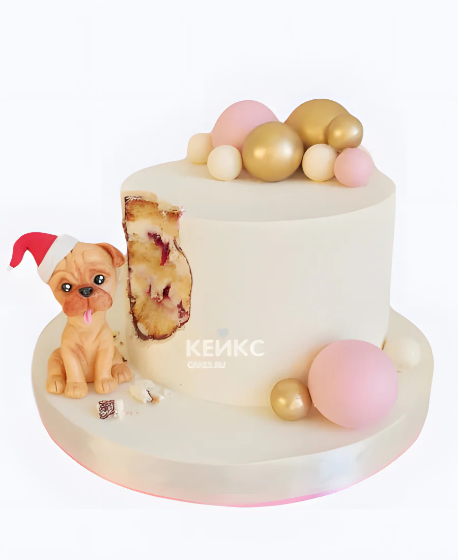 Торт с мопсом и откусанным уголочком Торт с мопсом и откусанным уголочком Фото