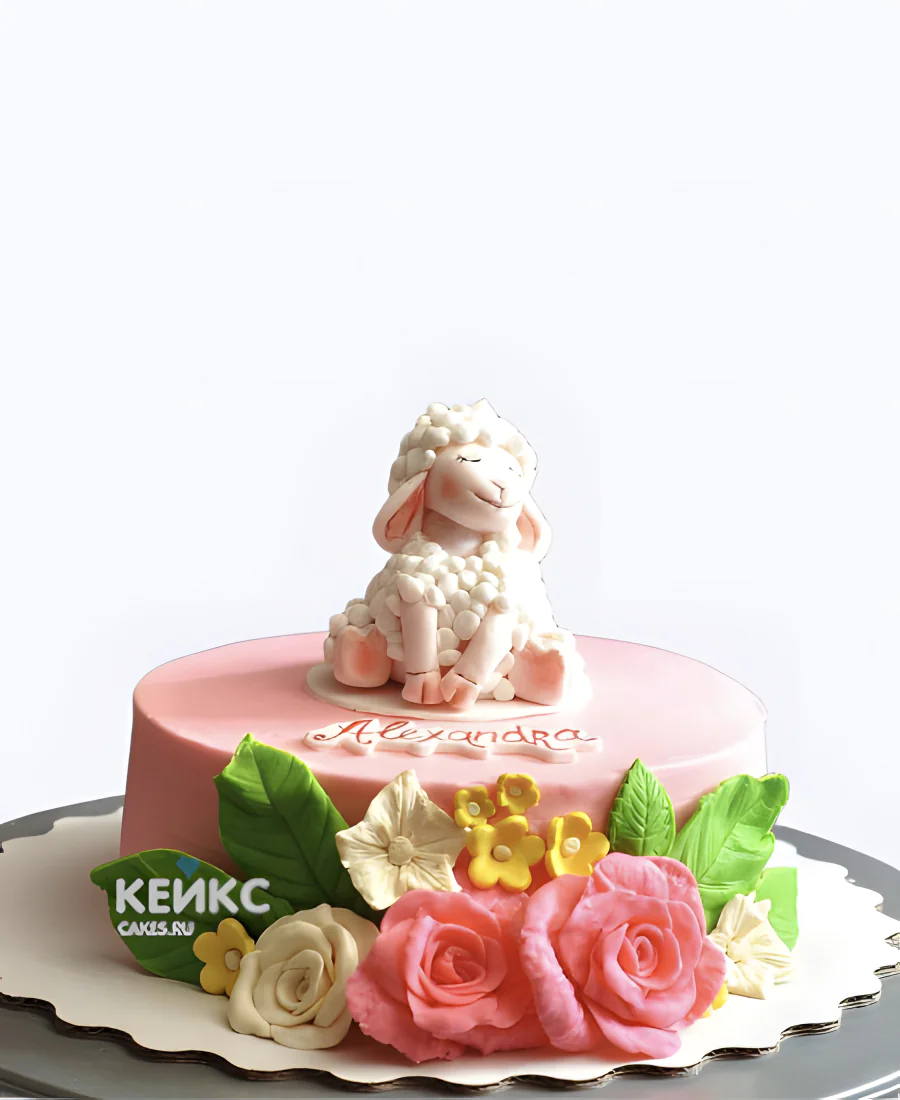 Торт с овечкой и цветами Торт с овечкой и цветами Фото