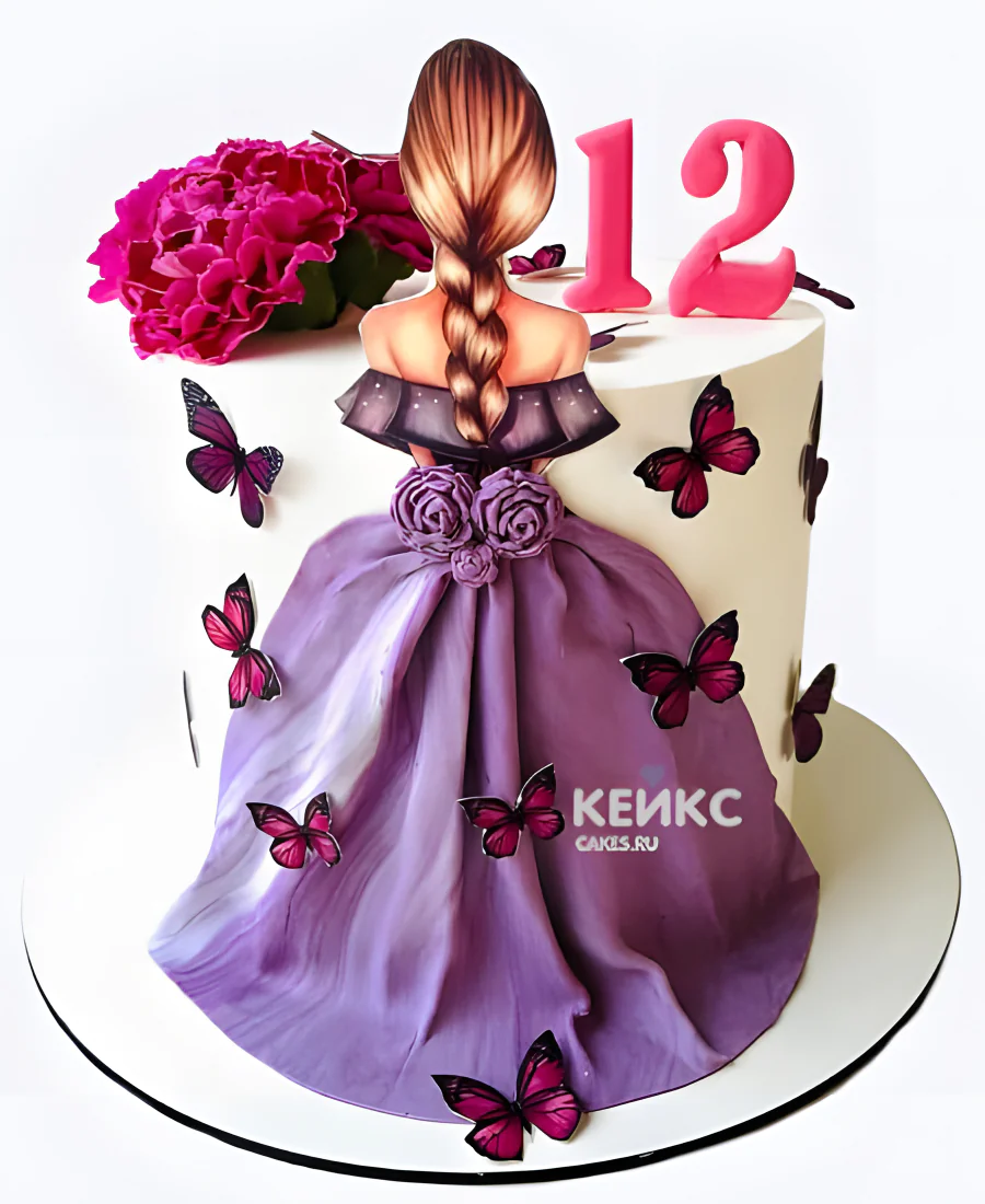 Торт с цифрой 12 для девочки Фото