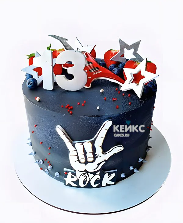 Торт с цифрой 13 для любителя рока Фото