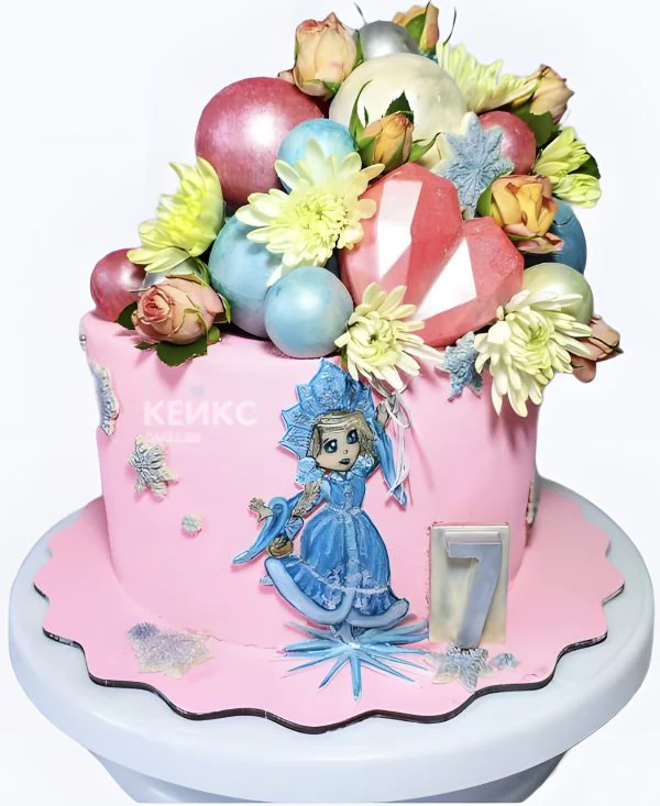 Торт со снегурочкой и цветами Торт со снегурочкой и цветами Фото