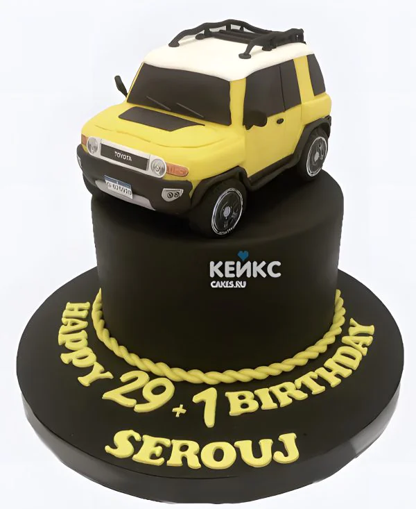 Торт тойота с желтой фигуркой на юбилей Торт тойота с желтой фигуркой на юбилей Фото
