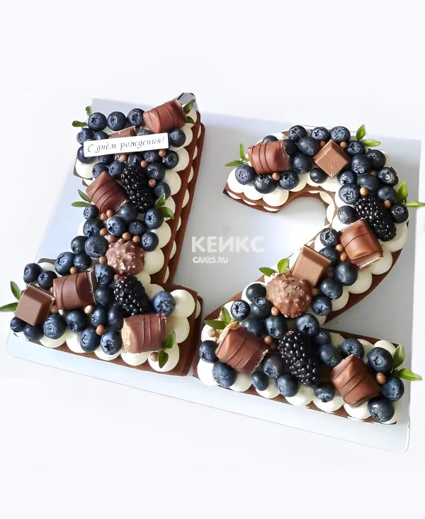 Торт цифра 12 с голубикой и шоколадом Торт цифра 12 с голубикой и шоколадом Фото