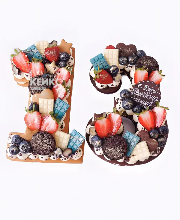 Торт цифра 13 с печеньем Торт цифра 13 с печеньем Фото