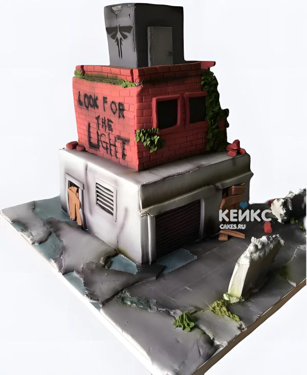 Торт в форме здания из сериала The last of us Торт в форме здания из сериала The last of us Фото