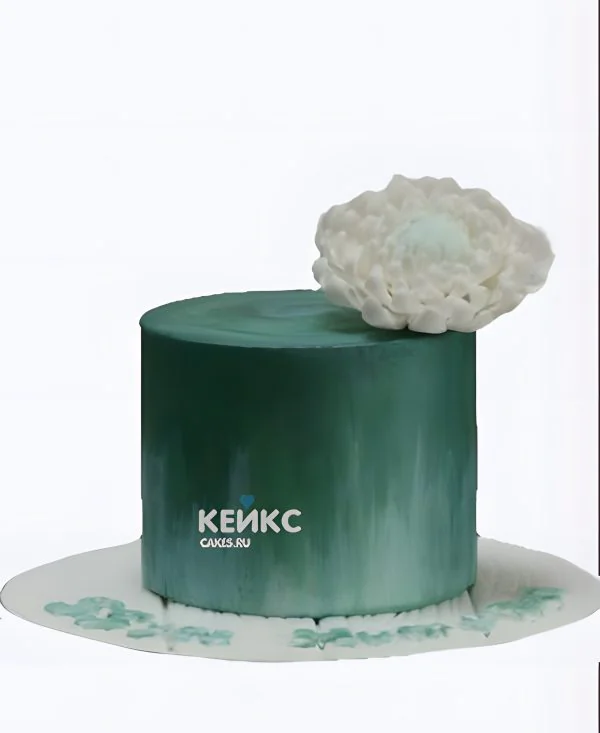 Торт в изумрудном цвете с лотосом из мастики Торт в изумрудном цвете с лотосом из мастики Фото