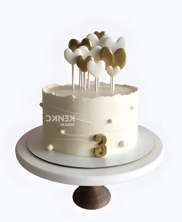 Торт в стиле минимализма на 3 года девочке с цифрой Фото