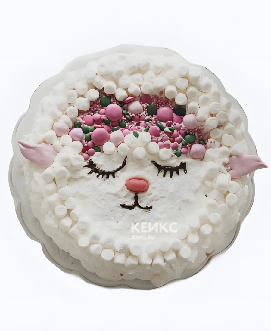 Торт в виде мордочки овечки Торт в виде мордочки овечки Фото