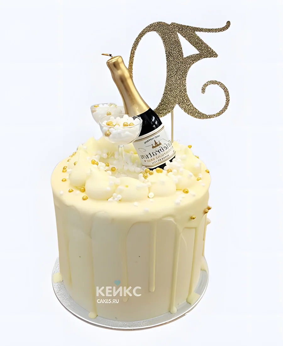 Торт женщине на 30 лет с бутылкой шампанского Торт женщине на 30 лет с бутылкой шампанского Фото