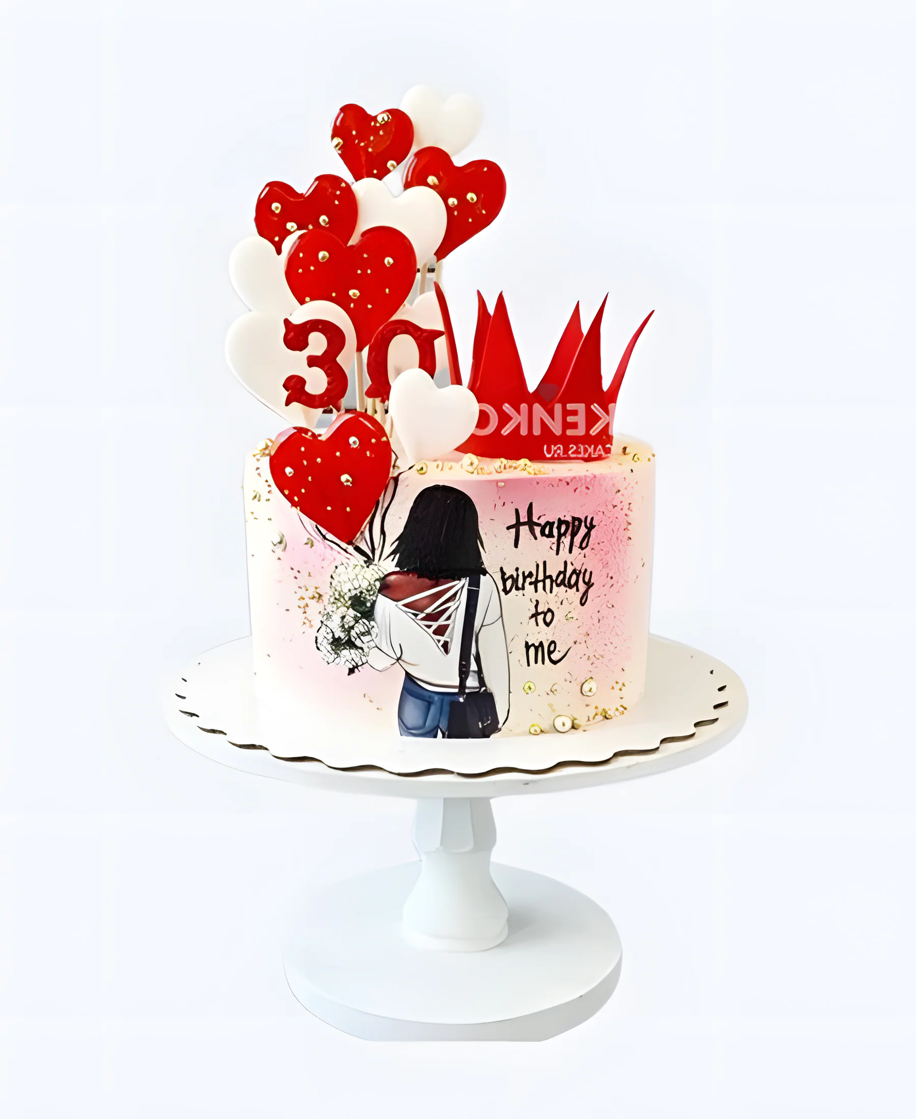 Торт женщине на 30 лет с короной и фотопечатью Фото
