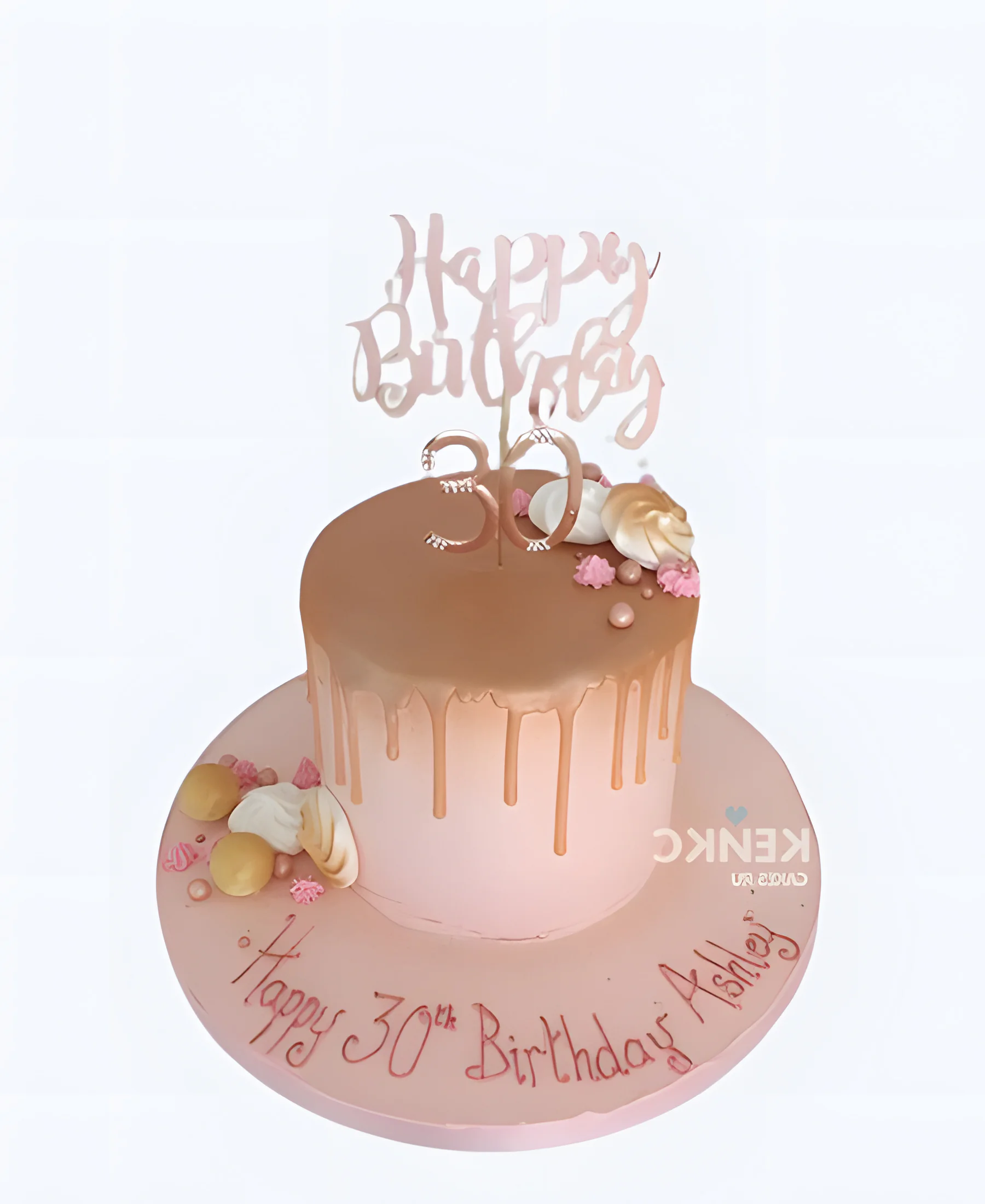 Торт женщине на 30 лет с подтеками и безе Фото