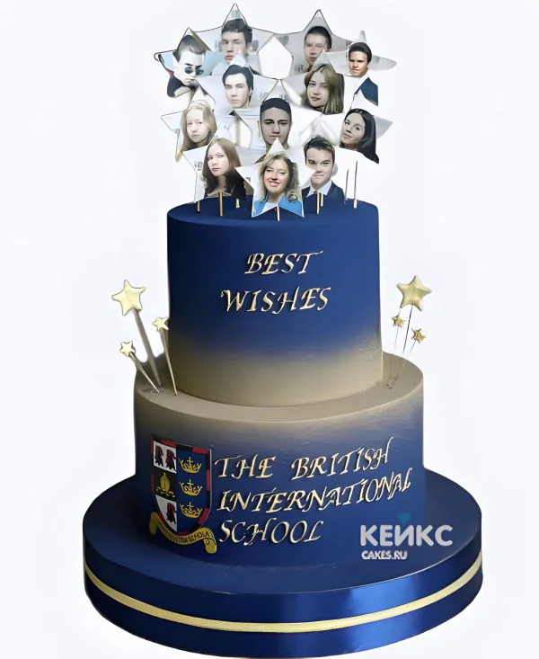 Высокий торт на последний звонок Фото