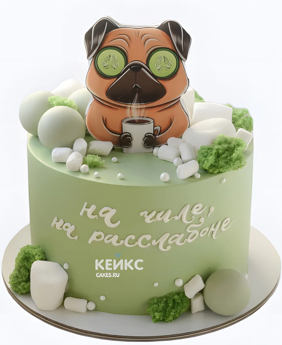 Зеленый торт с мопсом Зеленый торт с мопсом Фото