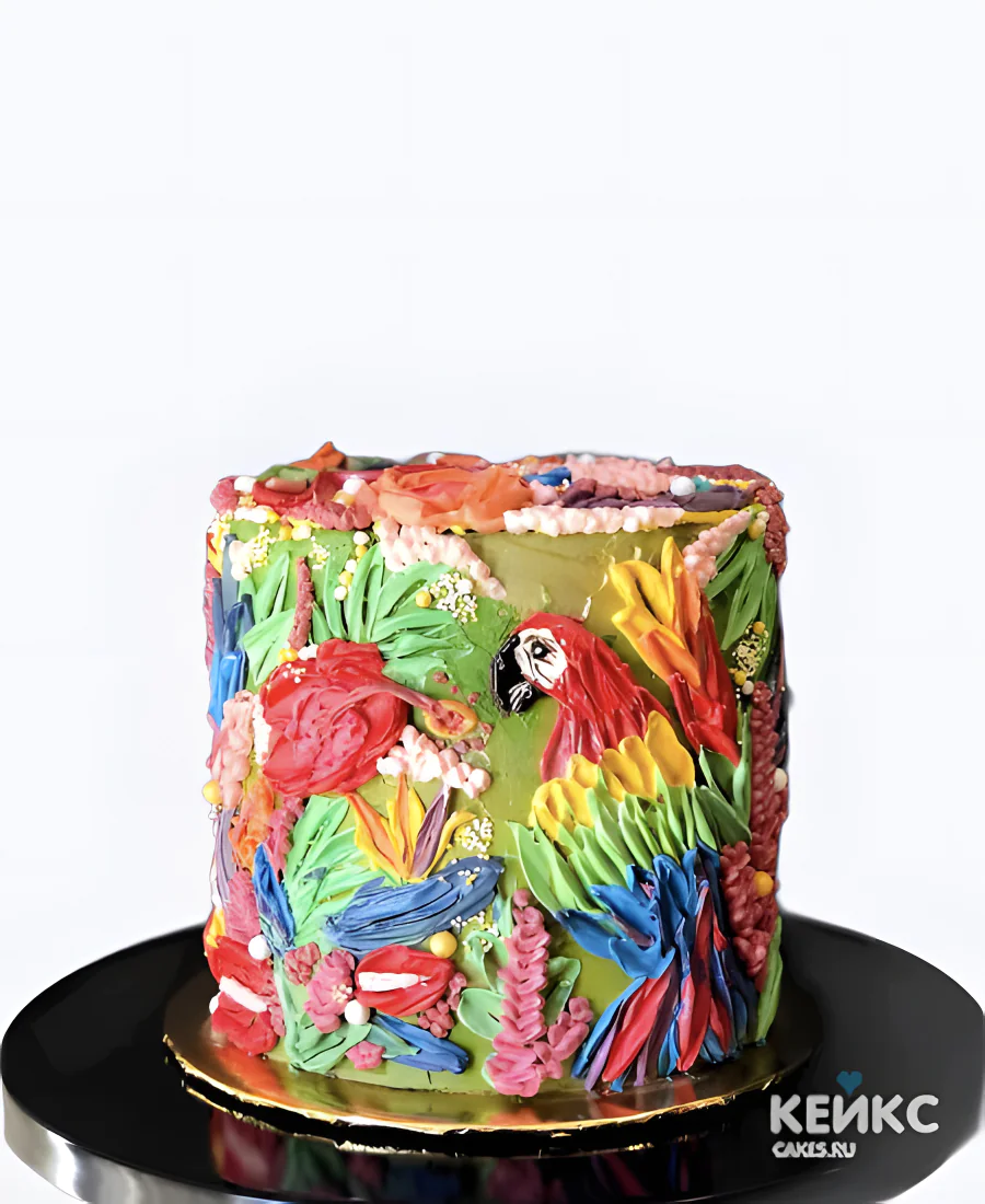 Живописный бенто торт с попугаем Живописный бенто торт с попугаем Фото