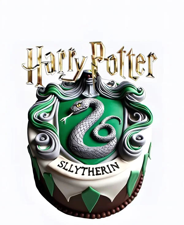 Яркий тортик с серебряной змейкой по Гарри Поттеру Яркий тортик с серебряной змейкой по Гарри Поттеру Фото