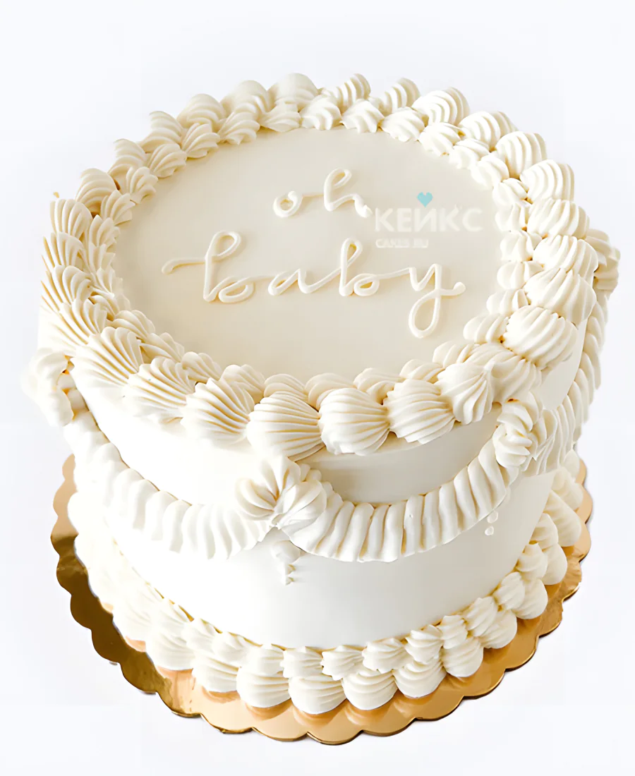 Белый гендер-торт из крема Фото