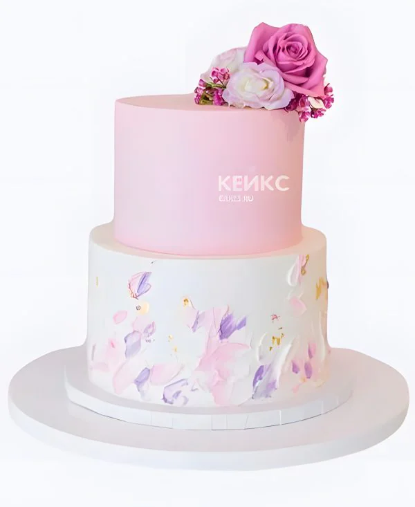 Белый свадебный торт Розовая фантазия Белый свадебный торт Розовая фантазия Фото