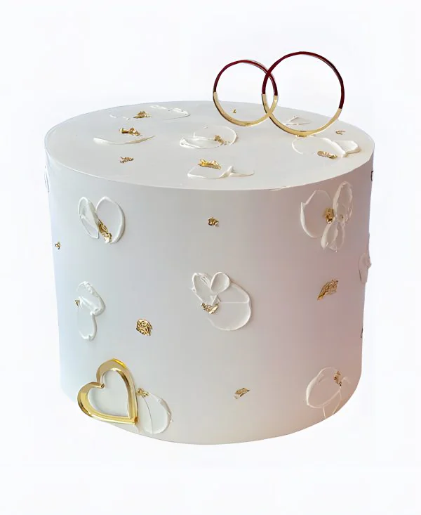 Белый свадебный торт Цветочные мазки Фото