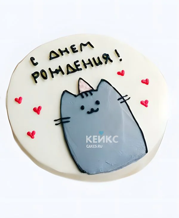 Бенто-торт на 12 лет с котиком и сердечками Бенто-торт на 12 лет с котиком и сердечками Фото