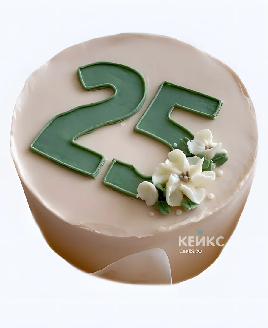 Бенто-торт на 25 лет с цифрой и цветами Фото