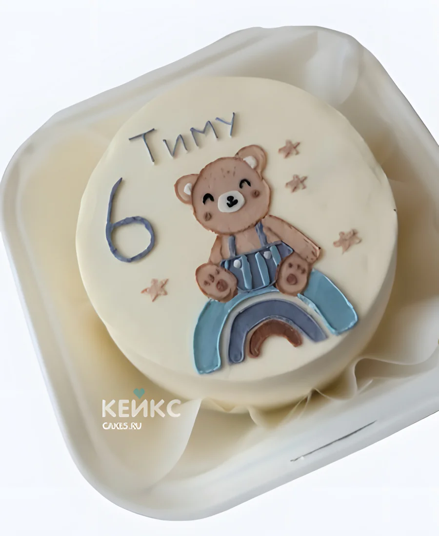 Бенто-торт на 6 лет с милым мишкой Бенто-торт на 6 лет с милым мишкой Фото