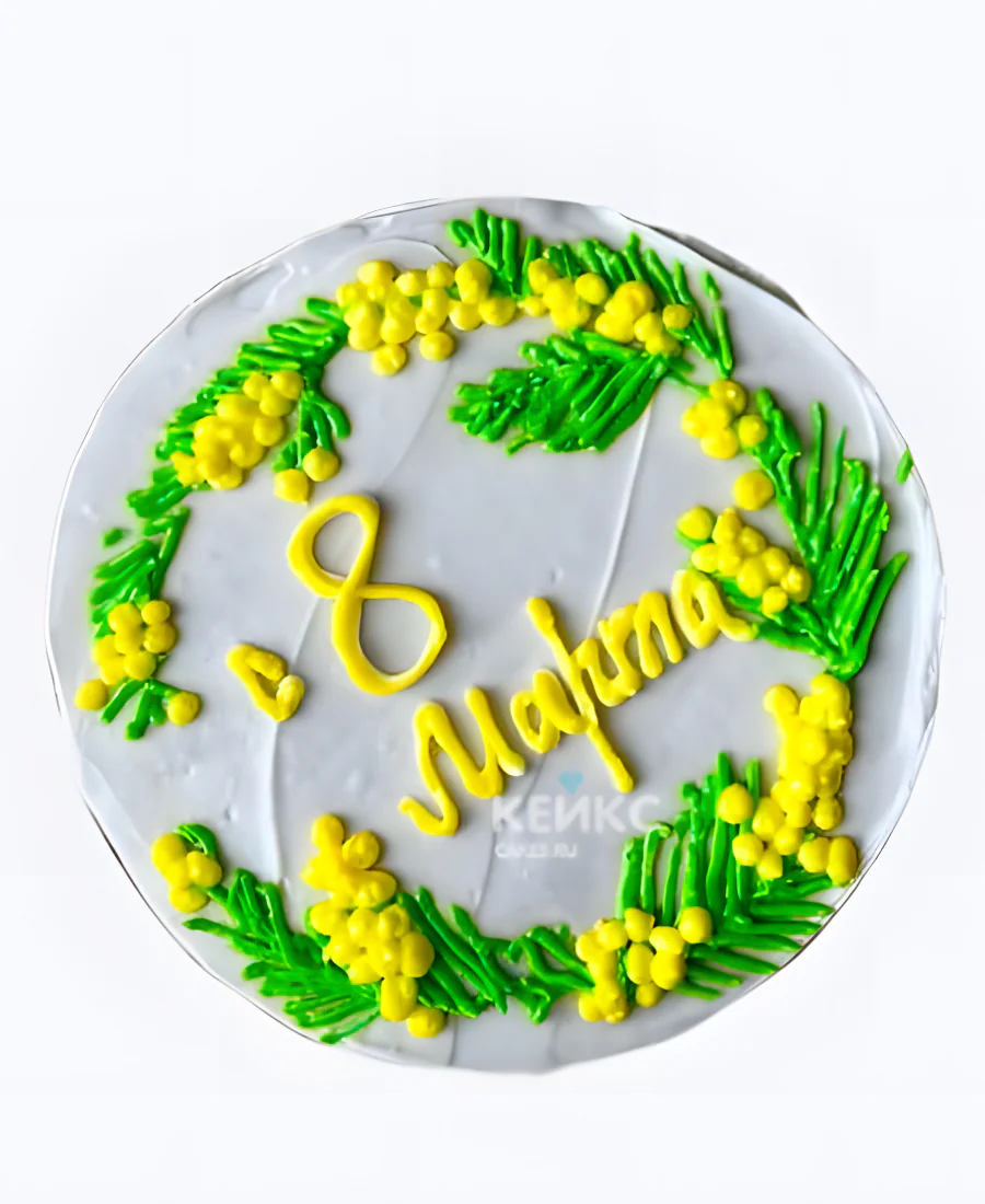 Бенто торт на 8 марта с мимозой без мастики Бенто торт на 8 марта с мимозой без мастики Фото