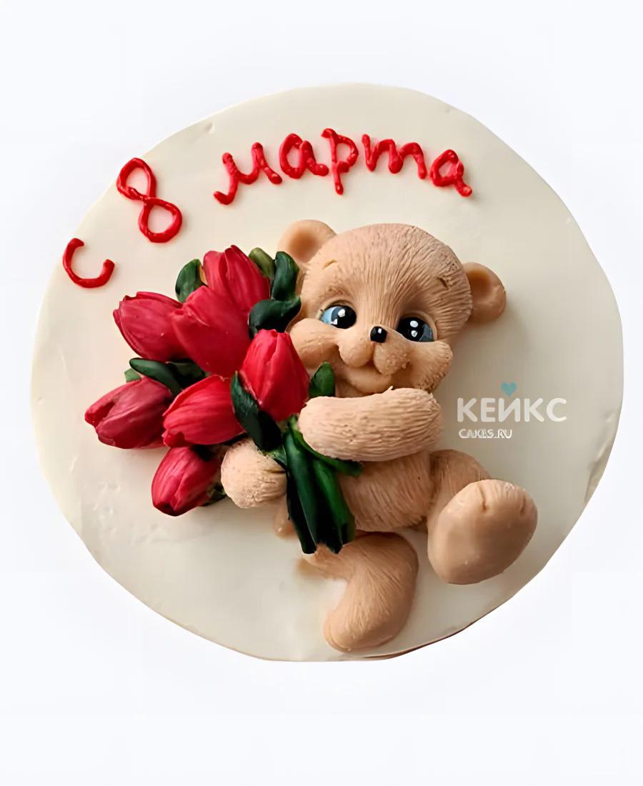 Бенто торт на 8 марта с мишкой Бенто торт на 8 марта с мишкой Фото