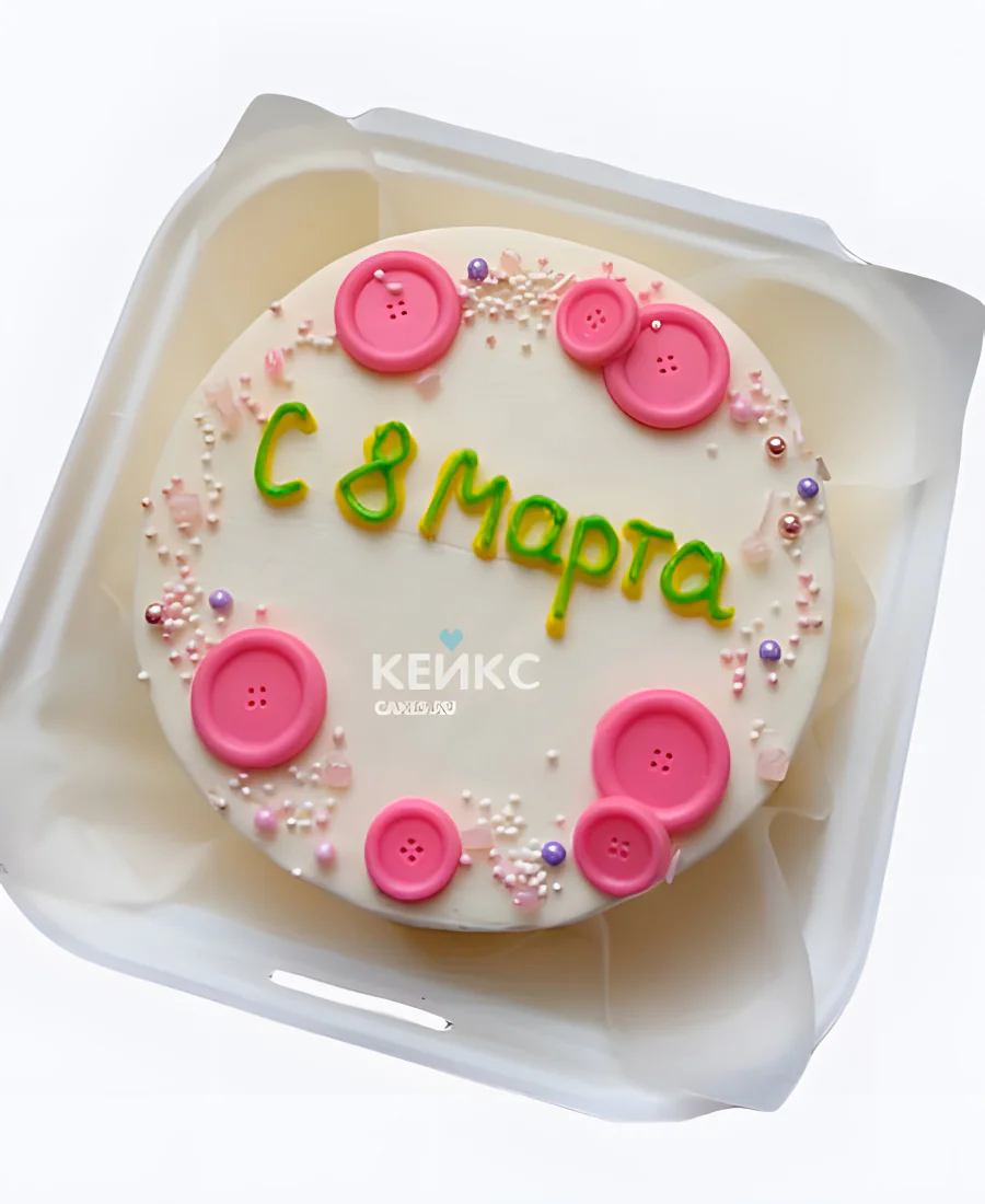 Бенто торт на 8 марта с пуговками для бабушки Бенто торт на 8 марта с пуговками для бабушки Фото