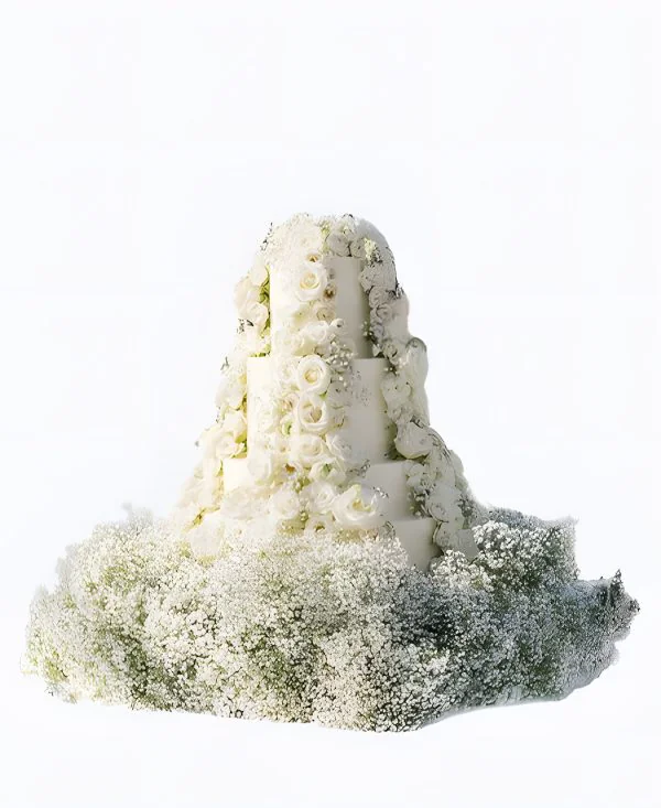 Большой трендовый торт на свадьбу с эустомой и гипсофилой Большой трендовый торт на свадьбу с эустомой и гипсофилой Фото