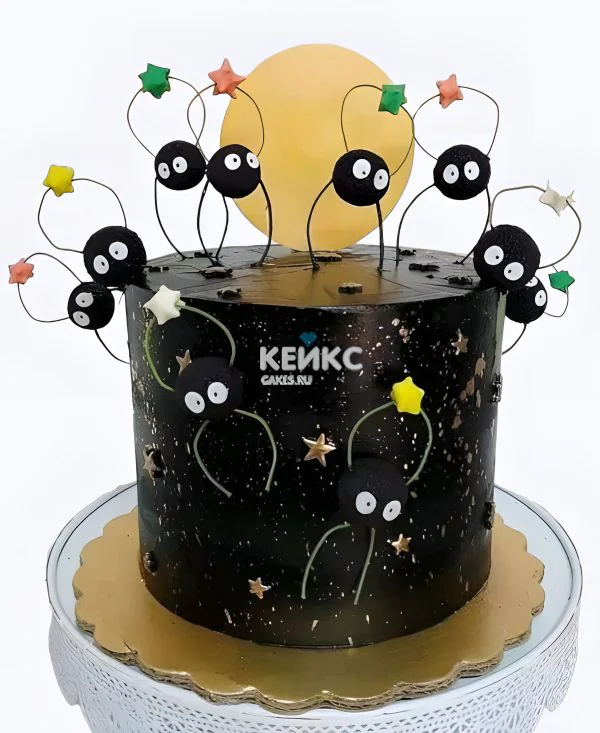 Черный торт на день рождения аниме Унесенные призраками Фото