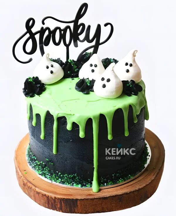 Черный торт-слайм с призраками Черный торт-слайм с призраками Фото