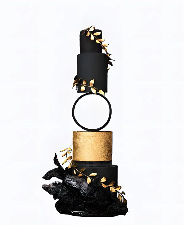 Черный с золотом трендовый торт на свадьбу Черный с золотом трендовый торт на свадьбу Фото