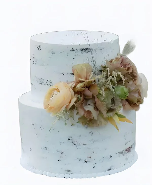 Двухъярусный торт с песочными цветами Фото