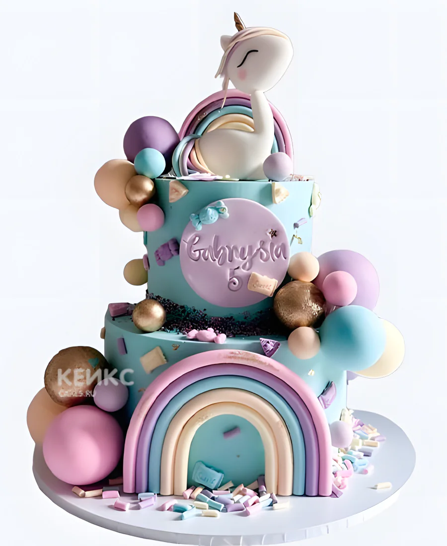 Двухъярусный детский торт с мастикой Двухъярусный детский торт с мастикой Фото