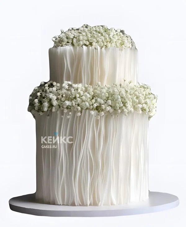 Белый свадебный торт в стиле минимализм Фото