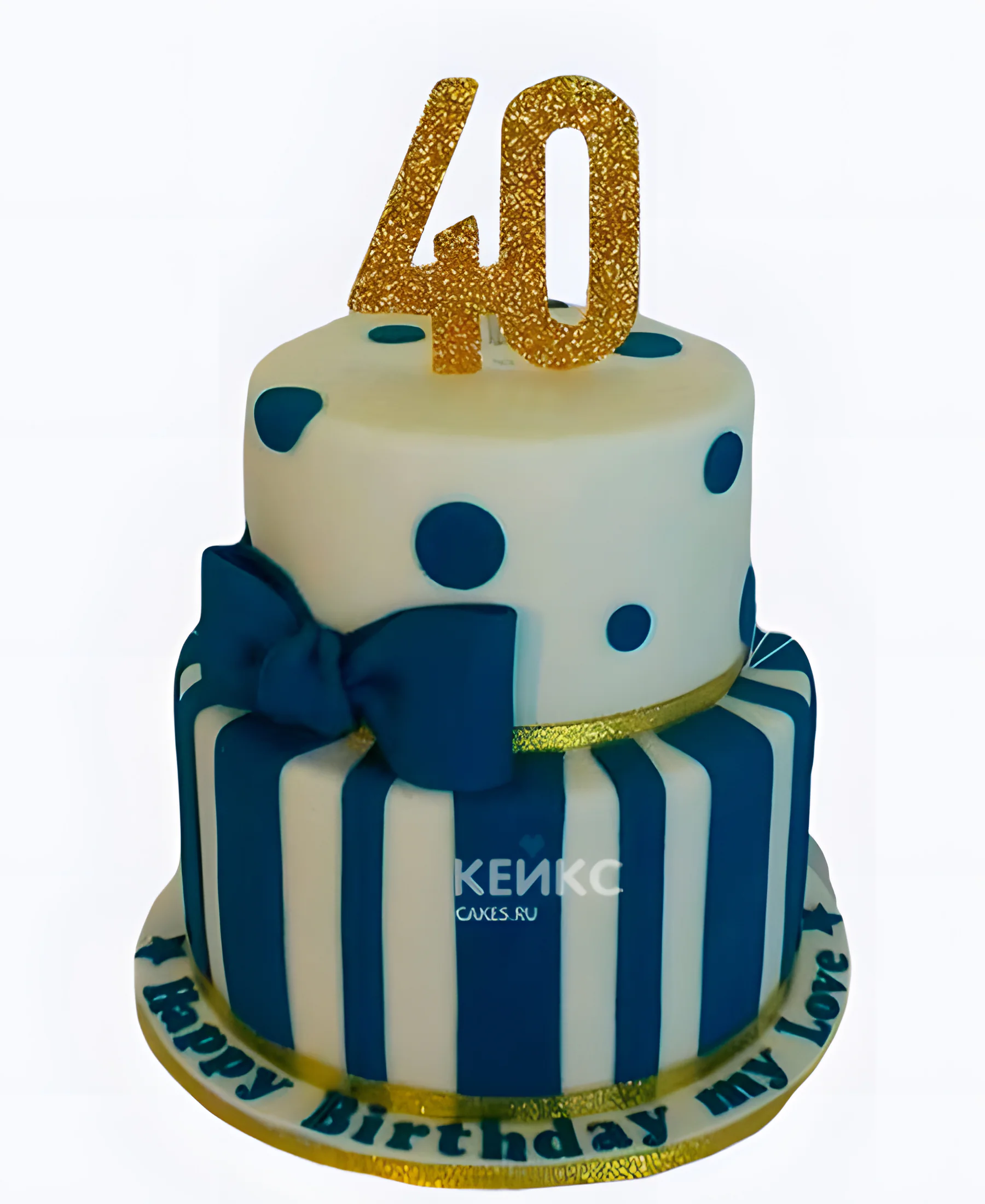 Двухъярусный торт на юбилей 40 лет с бантом Двухъярусный торт на юбилей 40 лет с бантом Фото