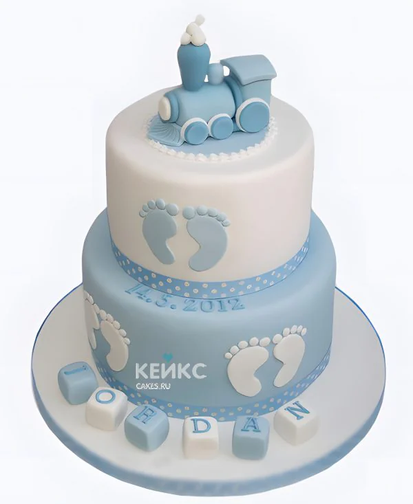 Двухъярусный торт с поездом на рождение ребенка скоро буду Двухъярусный торт с поездом на рождение ребенка скоро буду Фото