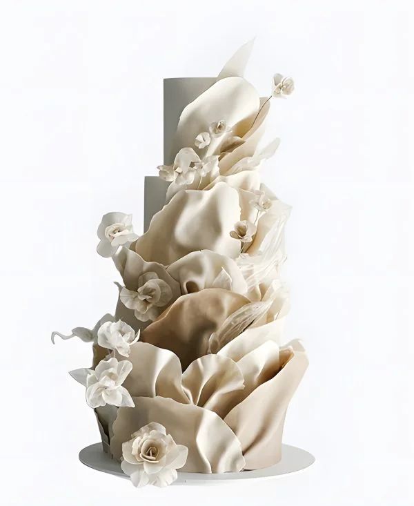 Эстететичный трендовый торт на свадьбу с цветами Эстететичный трендовый торт на свадьбу с цветами Фото