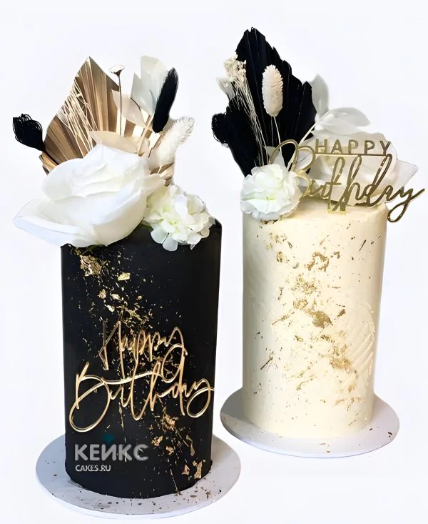 Эстетичные черно-белые тортики для девочек на день рождения Фото